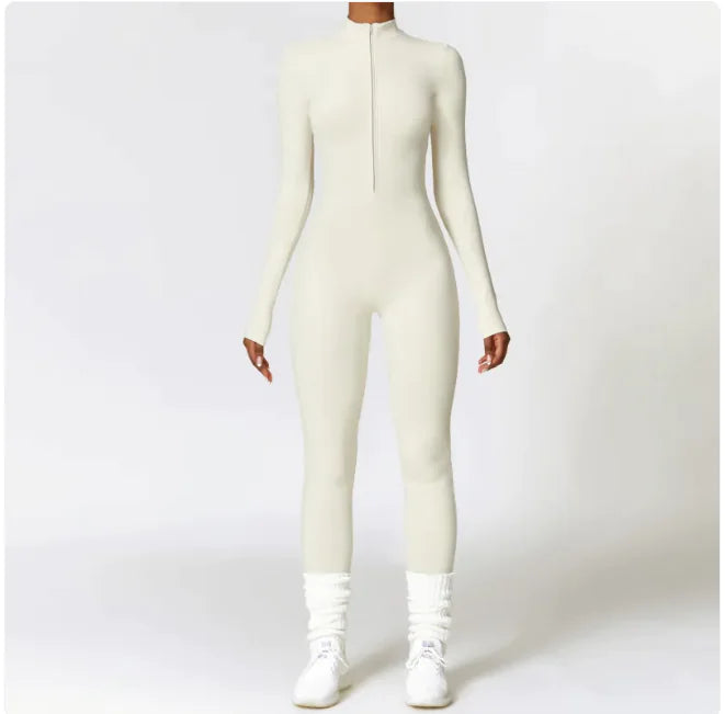 Flex Fit Women's Warm Zippered Yoga Bodysuit - Bellarte Enchanté Flex Fit Women's Warm Zippered Yoga Bodysuit